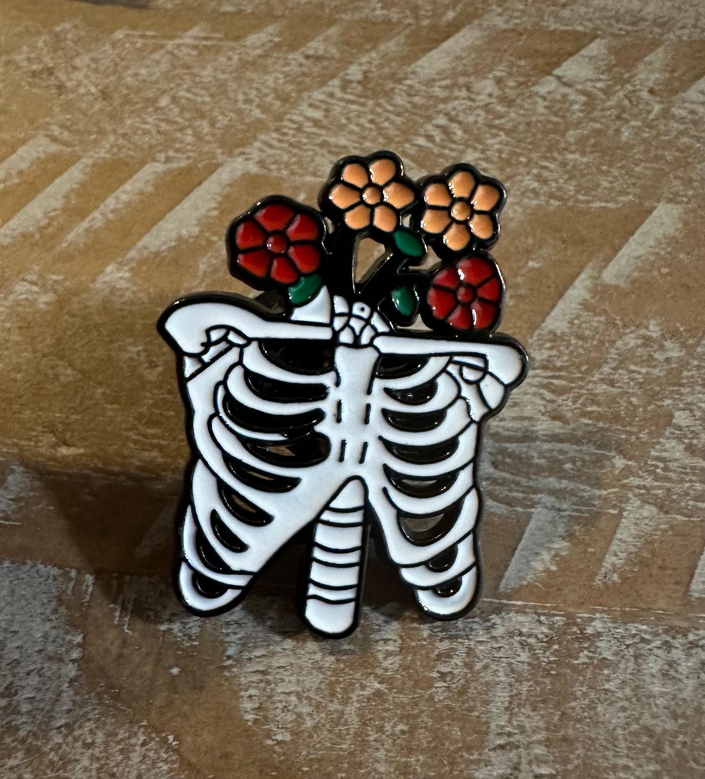 Ribs N Roses Pin